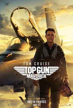 Top Gun Maverick Movie Poster Featuring Tom Cruise in Flight Suit with Fighter Jet HD phone wallpaper