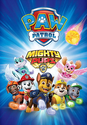 Paw Patrol Mighty Pups Movie Poster Featuring All Pups in Superhero Gear HD phone wallpaper