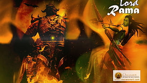 Lord Rama vs Ravana Epic Battle Illustration With Bow And Arrow HD wallpaper