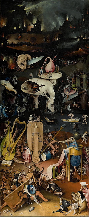 Hieronymus Bosch The Garden of Earthly Delights Hell Panel Dark Surrealist Painting HD phone wallpaper