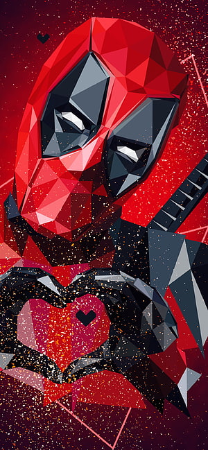 Deadpool Valentine's Day Heart Illustration HD phone wallpaper