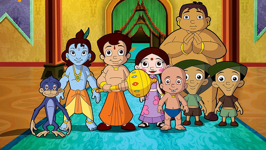 Chhota Bheem Animated Group Portrait in Royal Palace Hall HD wallpaper
