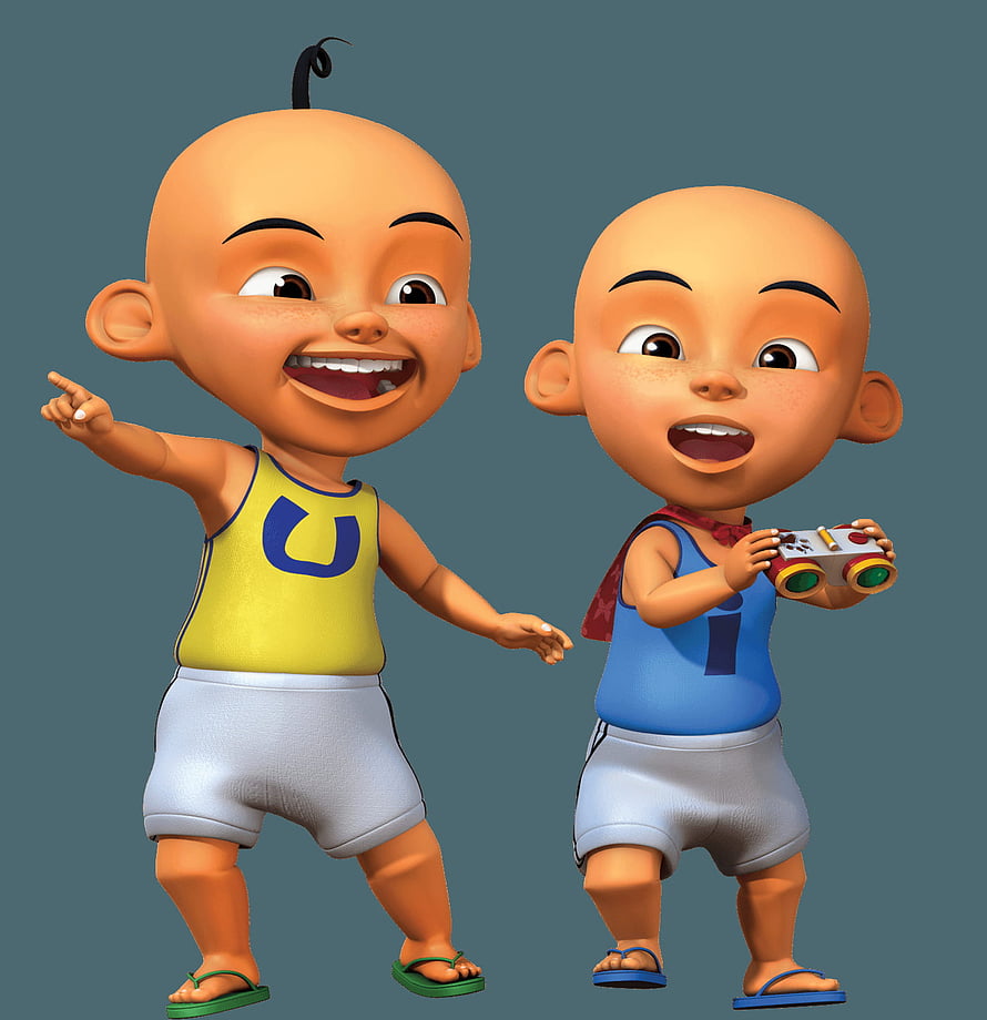 Upin and Ipin 3D Character Render in Colorful Outfits HD phone wallpaper
