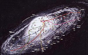 Star Wars Galaxy Map with Core Worlds, Outer Rim, and Unknown Regions HD wallpaper
