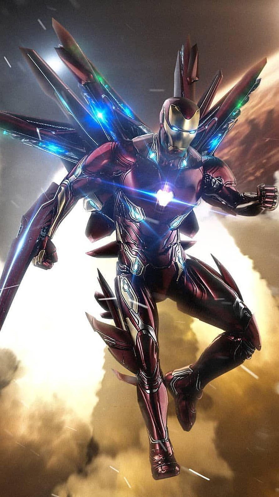 Iron Man Hulkbuster Armor Flying With Glowing Wings And Repulsor Beams, Avengers Endgame Iron Man Suit , iron man endgame HD phone wallpaper