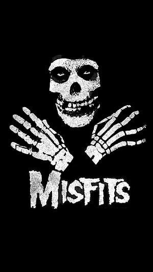 Misfits Band Logo Featuring Classic Skull and Skeleton Hands on Black Background HD phone wallpaper