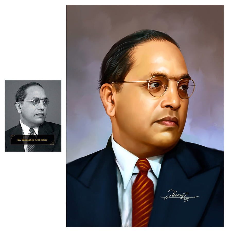 Digital Portrait of Dr. Babasaheb Ambedkar in Suit and Glasses HD phone wallpaper