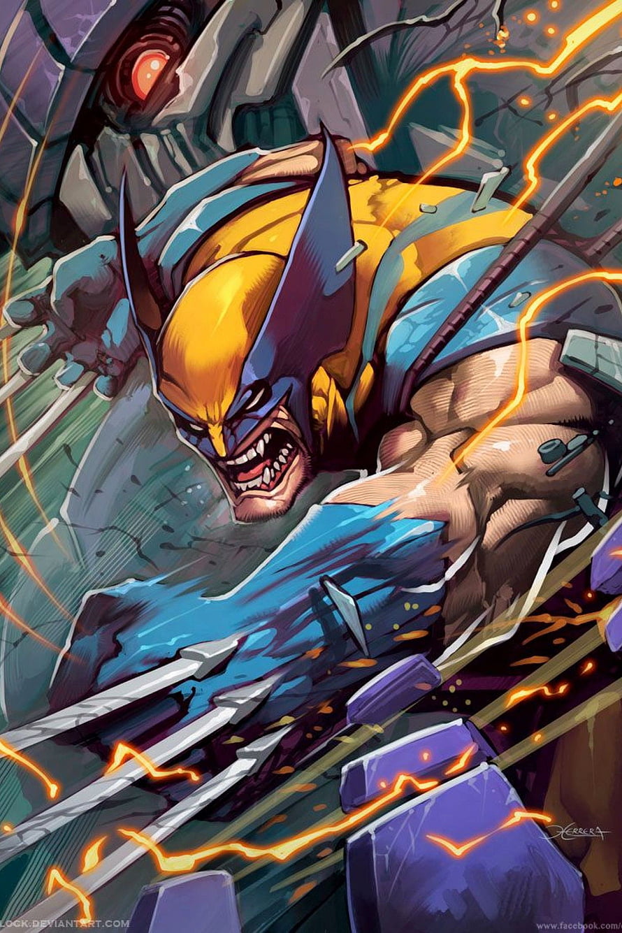 Wolverine Comic Artwork with Claws and Electric Energy HD phone wallpaper