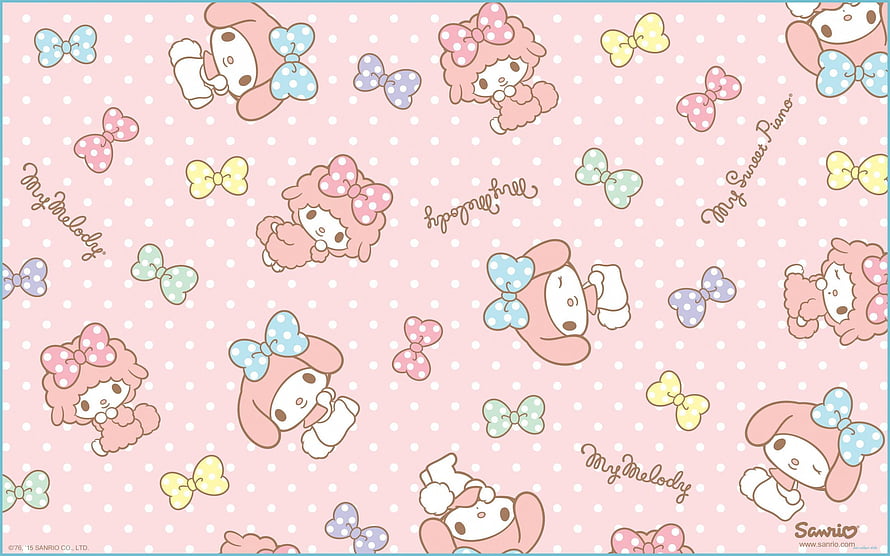 My Melody and My Sweet Piano Cute Pink Pattern Wallpaper HD wallpaper