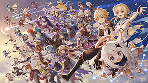 Genshin Impact All Characters Group Art Wallpaper HD wallpaper