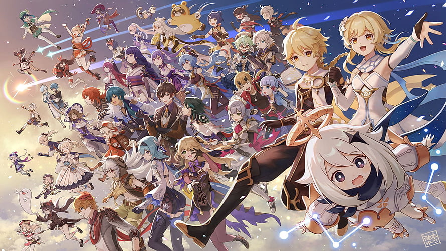 Genshin Impact All Characters Group Art Wallpaper HD wallpaper