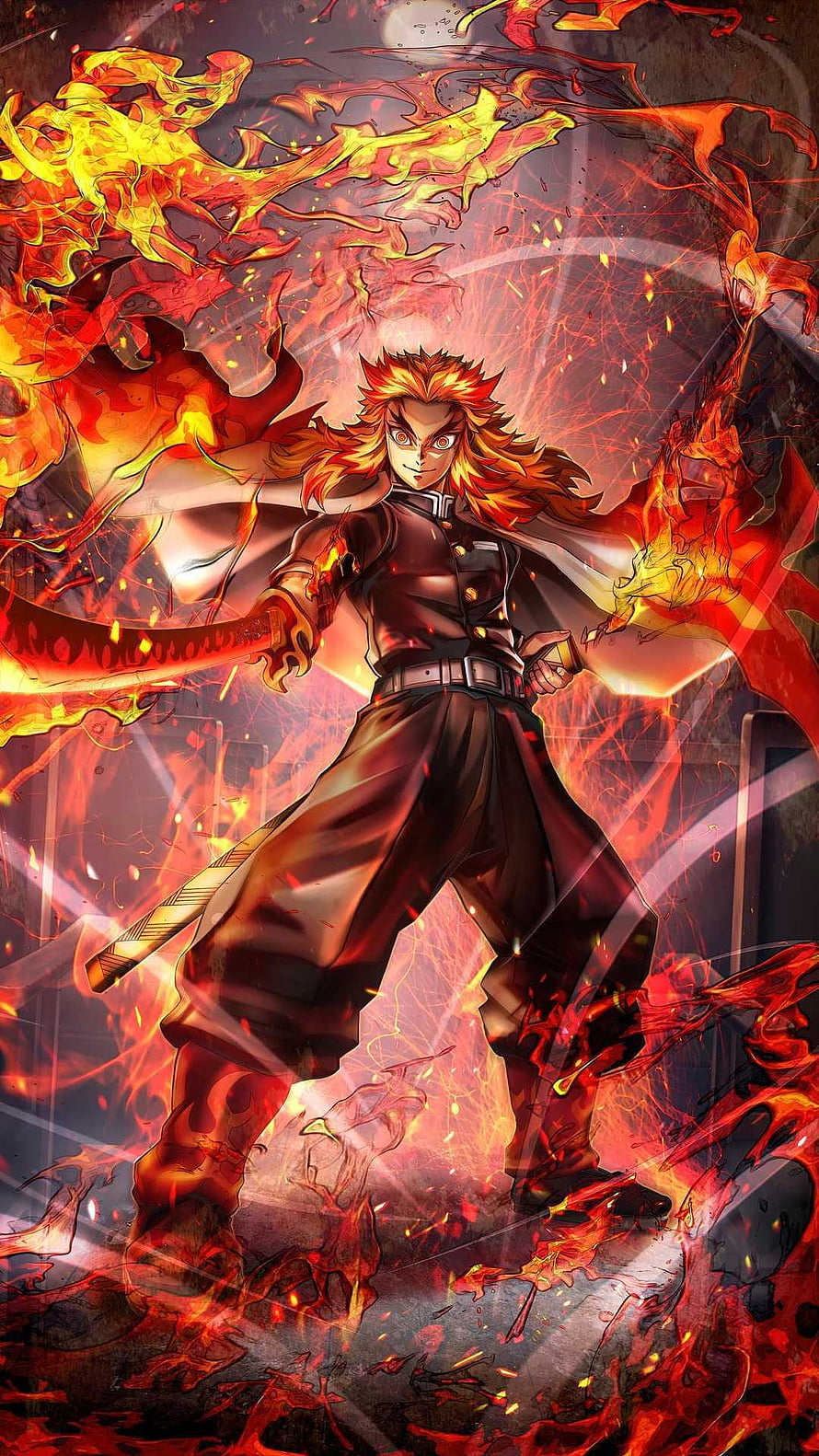 Kyojuro Rengoku Flame Hashira Demon Slayer Anime Wallpaper HD phone wallpaper