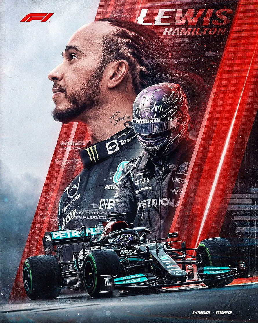 Lewis Hamilton Mercedes F1 Racing Driver Portrait with Petronas Formula One Car HD phone wallpaper