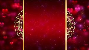 Romantic Red Background With Gold Floral Borders And Floating Hearts, Royal Intro Title Wedding Invitation Backgrounds Video Effects, marriage invitation HD wallpaper