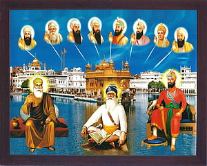 Sri Harmandir Sahib Golden Temple with Sikh Gurus and Guru Nanak Dev Ji, Amazon, baba deep singh ji HD wallpaper