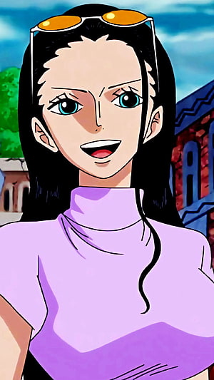 Nico Robin One Piece Anime Character Portrait in Purple Turtleneck HD phone wallpaper