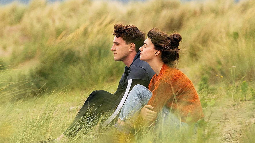 Normal People Couple Sitting Together in Golden Grass Field HD wallpaper