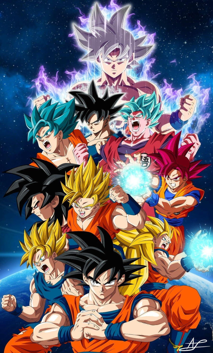 Dragon Ball Super Goku All Transformations Wallpaper HD phone wallpaper