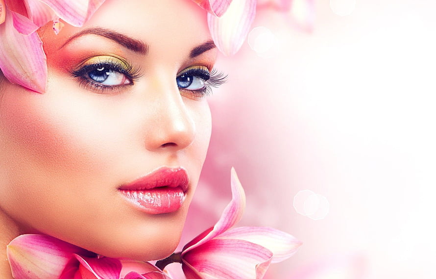 Beautiful Woman With Pink Flower Crown And Glowing Makeup Portrait, 3 Beauty Salon, beauty salon women HD wallpaper