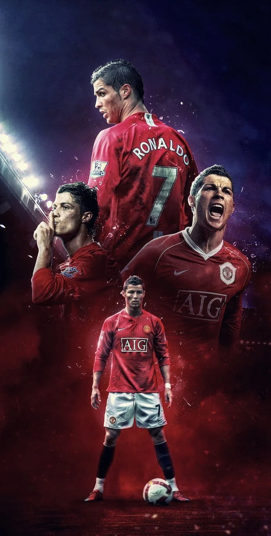 Cristiano Ronaldo Manchester United Red Kit Composite Poster HD phone wallpaper