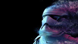 Star Wars First Order Stormtrooper Helmet Dissolving Into Cosmic Nebula Dust HD wallpaper
