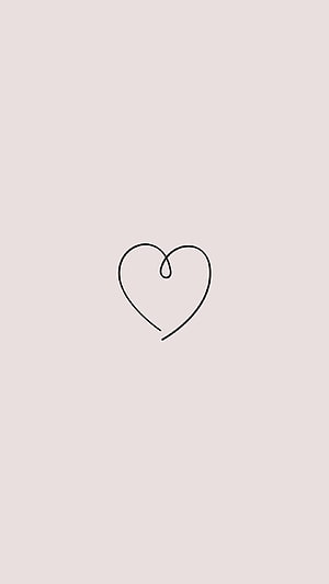 Minimalist One Line Heart Drawing on Soft Beige Background HD phone wallpaper