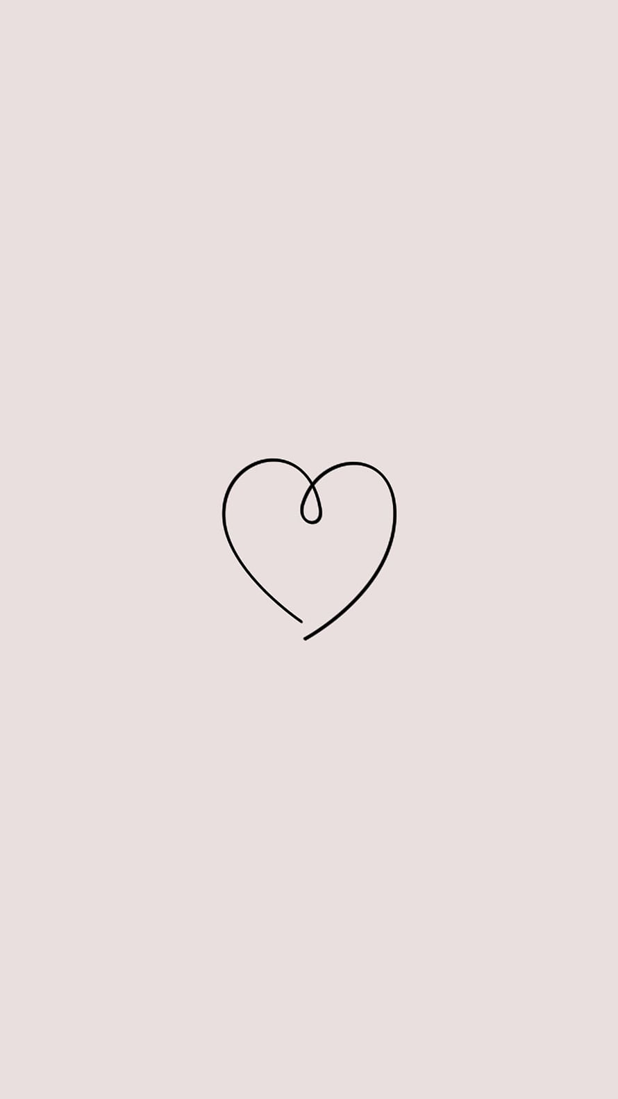 Minimalist One Line Heart Drawing on Soft Beige Background HD phone wallpaper