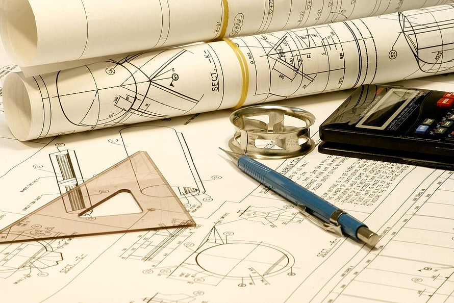 Engineering Blueprint Workspace With Technical Drawing Tools And Schematics HD wallpaper