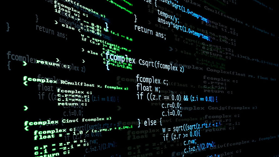 Green C Source Code on Black Background with Complex Number Functions HD wallpaper