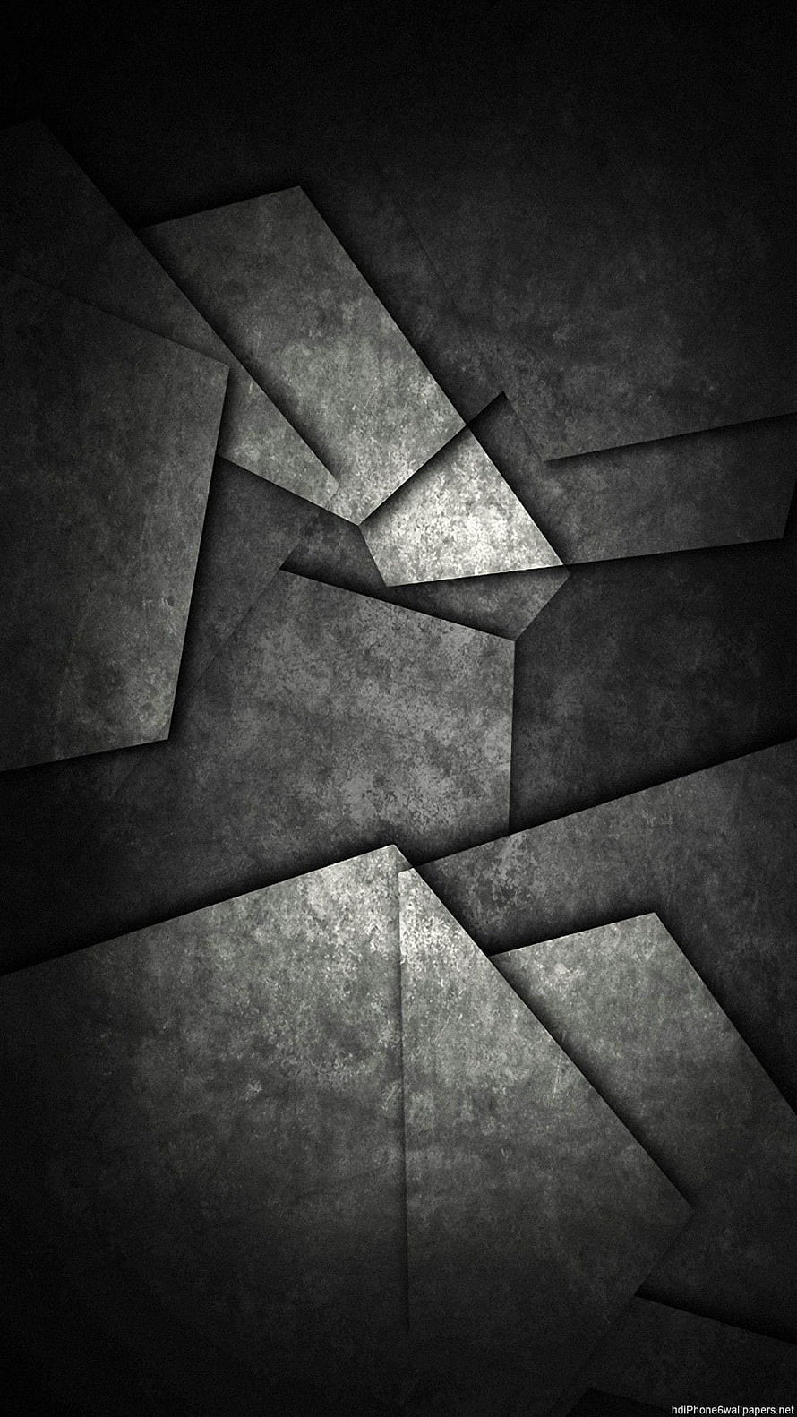 Dark Geometric Concrete Texture with Overlapping Angular Panels HD phone wallpaper