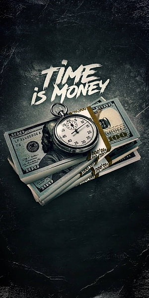 Time Is Money Motivational Quote With Stacks Of Cash And Stopwatch HD phone wallpaper