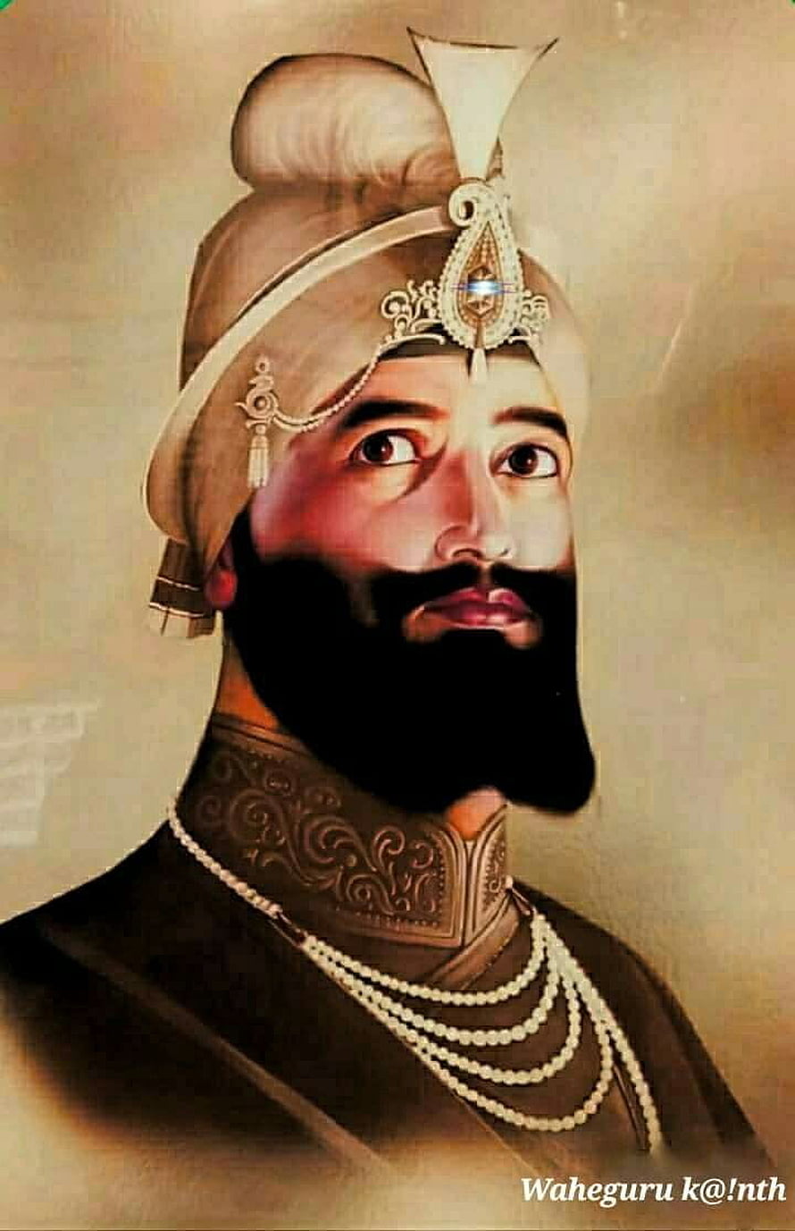 Historical Portrait of Guru Gobind Singh in Traditional Mughal Attire HD phone wallpaper