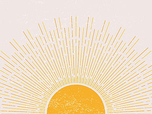 Minimalist Golden Sunburst Illustration With Retro Grunge Texture On Cream Background HD wallpaper