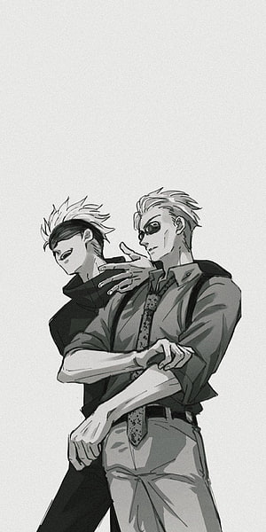 Gojō Satoru and Nanami Kento in a Grayscale Anime Illustration HD phone wallpaper