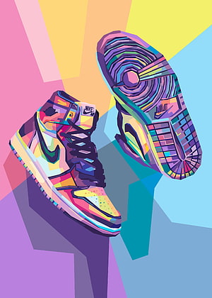 Colorful Geometric Nike Air Jordan 1 High Top Sneaker Art HD phone wallpaper