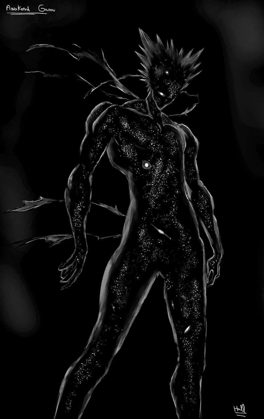 Cosmic Garou Fan Art from One Punch Man in Dark Monochrome Style, fanart of Cosmic Garou with Spiral Garou pose : r/OnePunchMan, #cosmic garou HD phone wallpaper