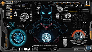 Iron Man JARVIS HUD Interface Desktop Background, Iron Man Jarvis, jarvis HD wallpaper