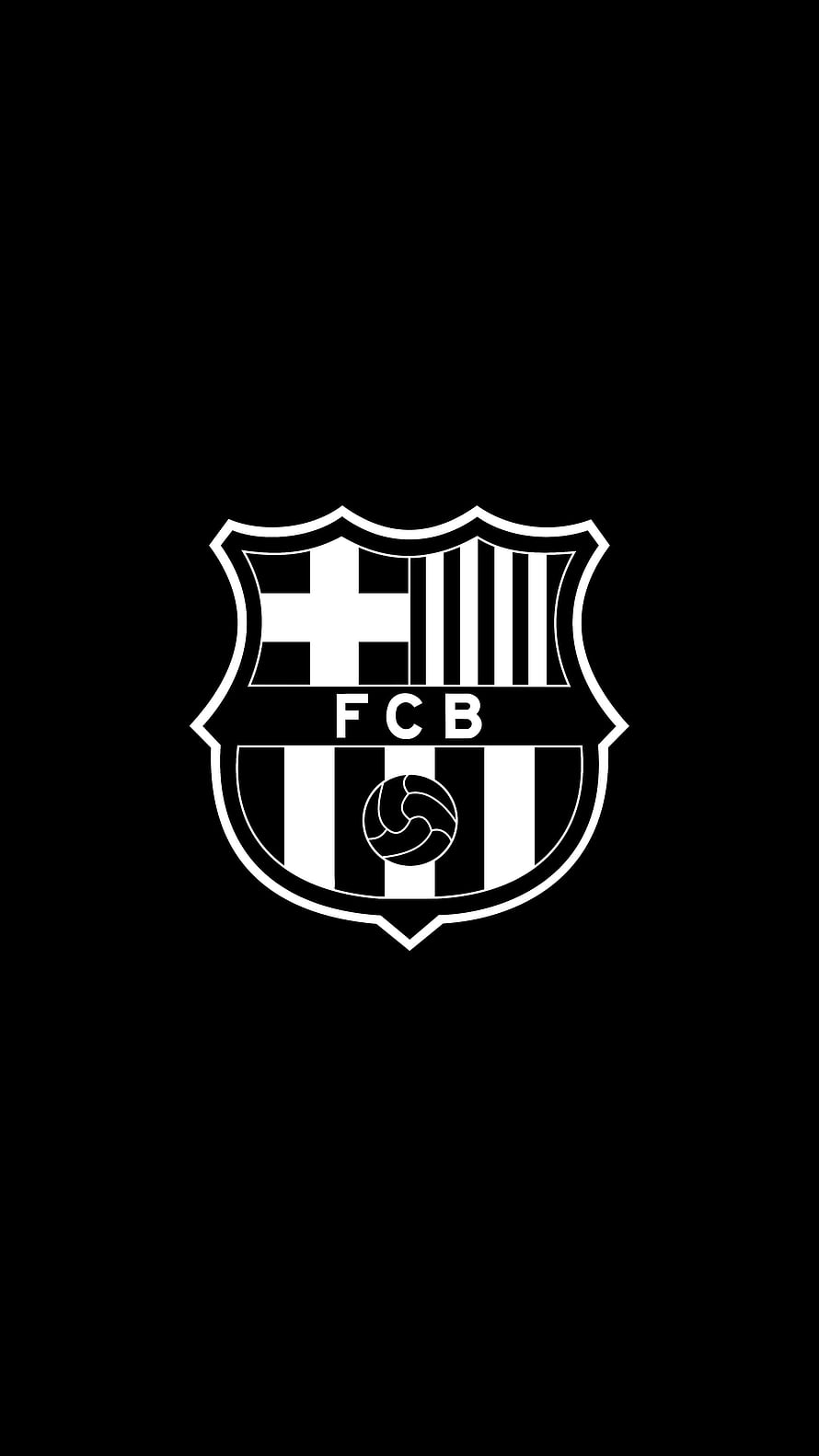 FC Barcelona FCB Logo Minimalist Black and White Shield Wallpaper HD phone wallpaper