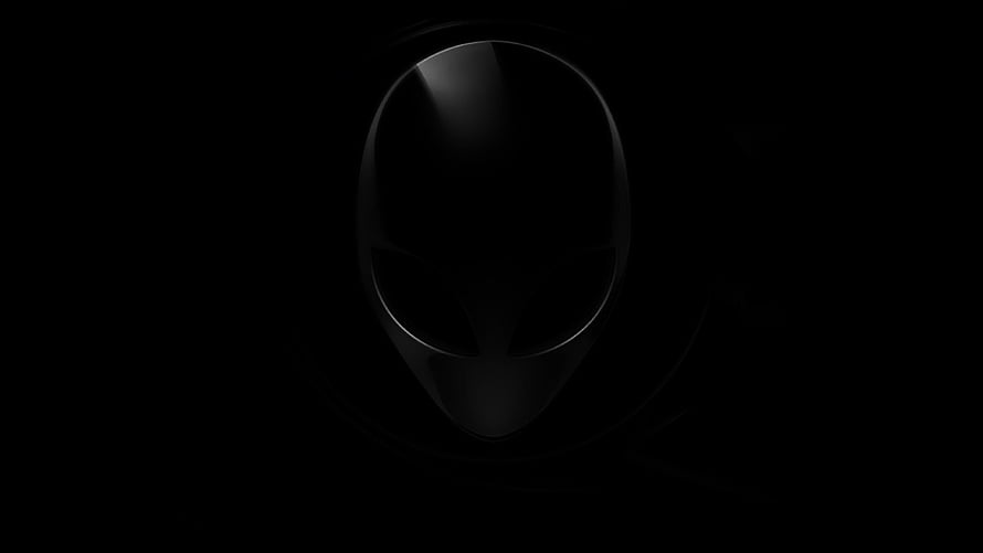 Alienware Black Alien Head Logo on Dark Background HD wallpaper
