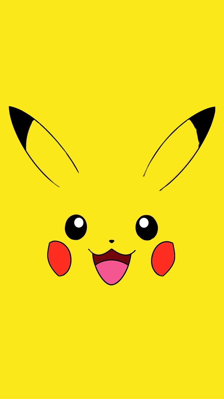 Cute Pikachu Face Close-Up on Yellow Background HD phone wallpaper