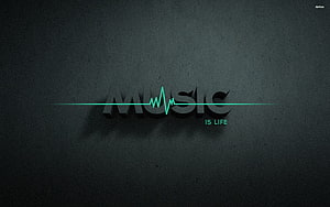 Music Is Life Quote With Heartbeat Line On Dark Textured Background HD wallpaper