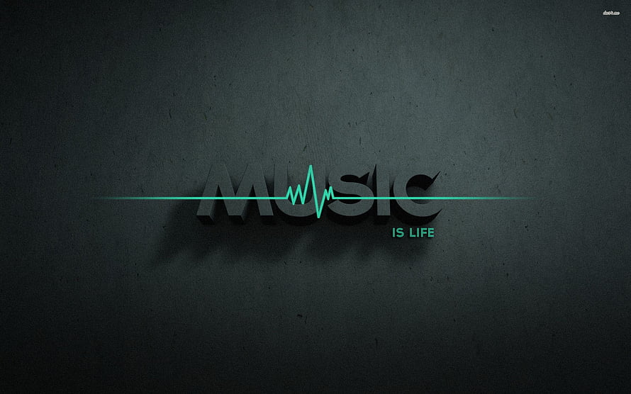 Music Is Life Quote With Heartbeat Line On Dark Textured Background HD wallpaper