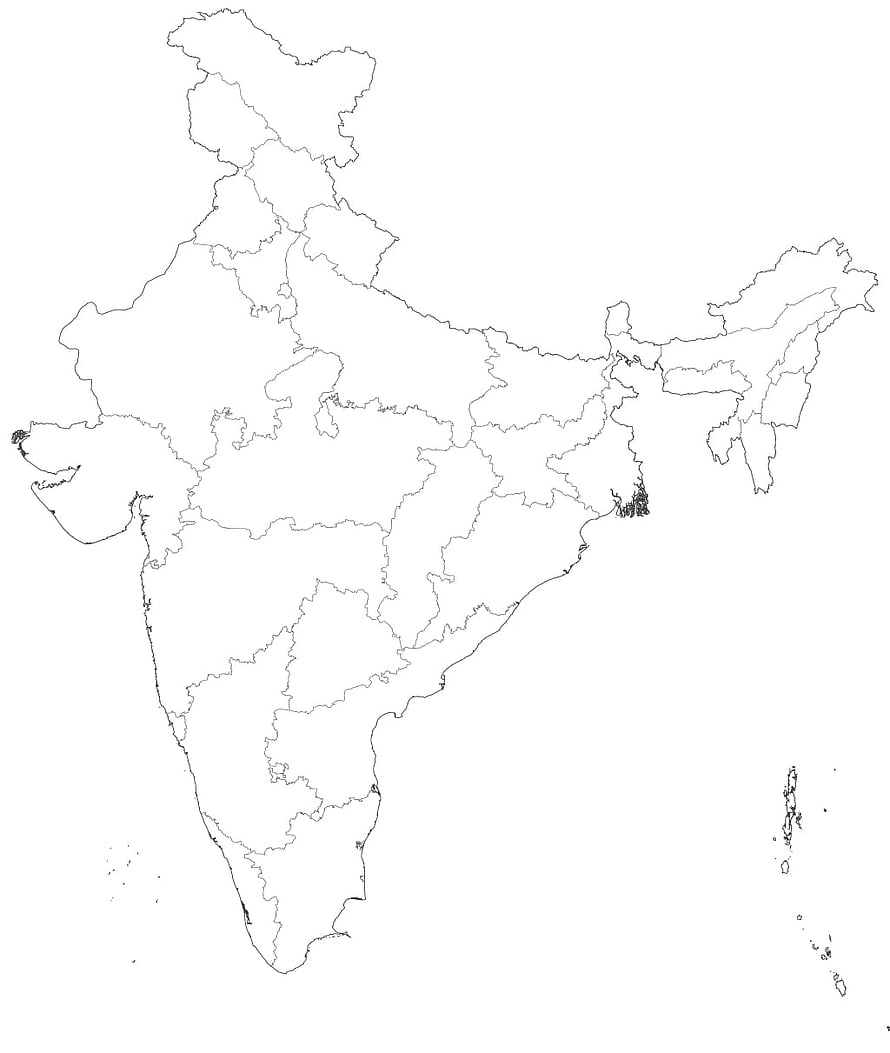 Blank Political Map of India with State Boundaries and Outlying Islands HD phone wallpaper