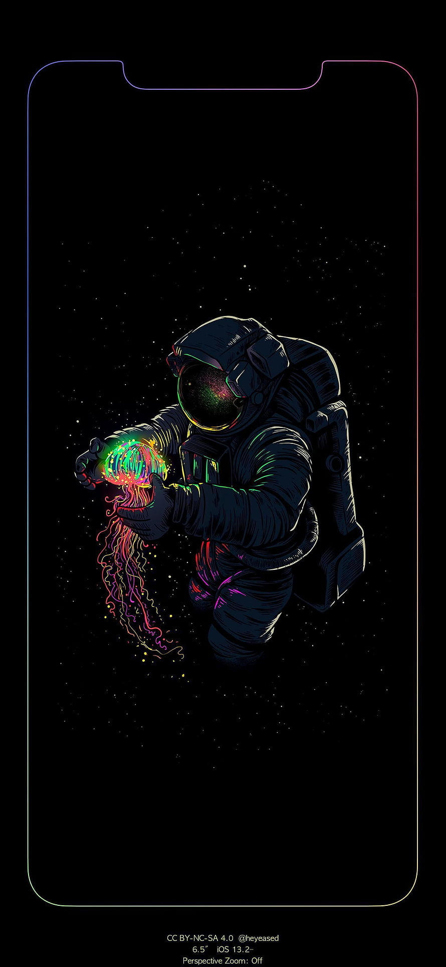 Astronaut Holding Glowing Neon Jellyfish in Deep Space HD phone wallpaper