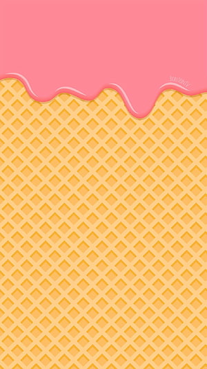 Pink Melted Ice Cream on Waffle Cone Pattern HD phone wallpaper