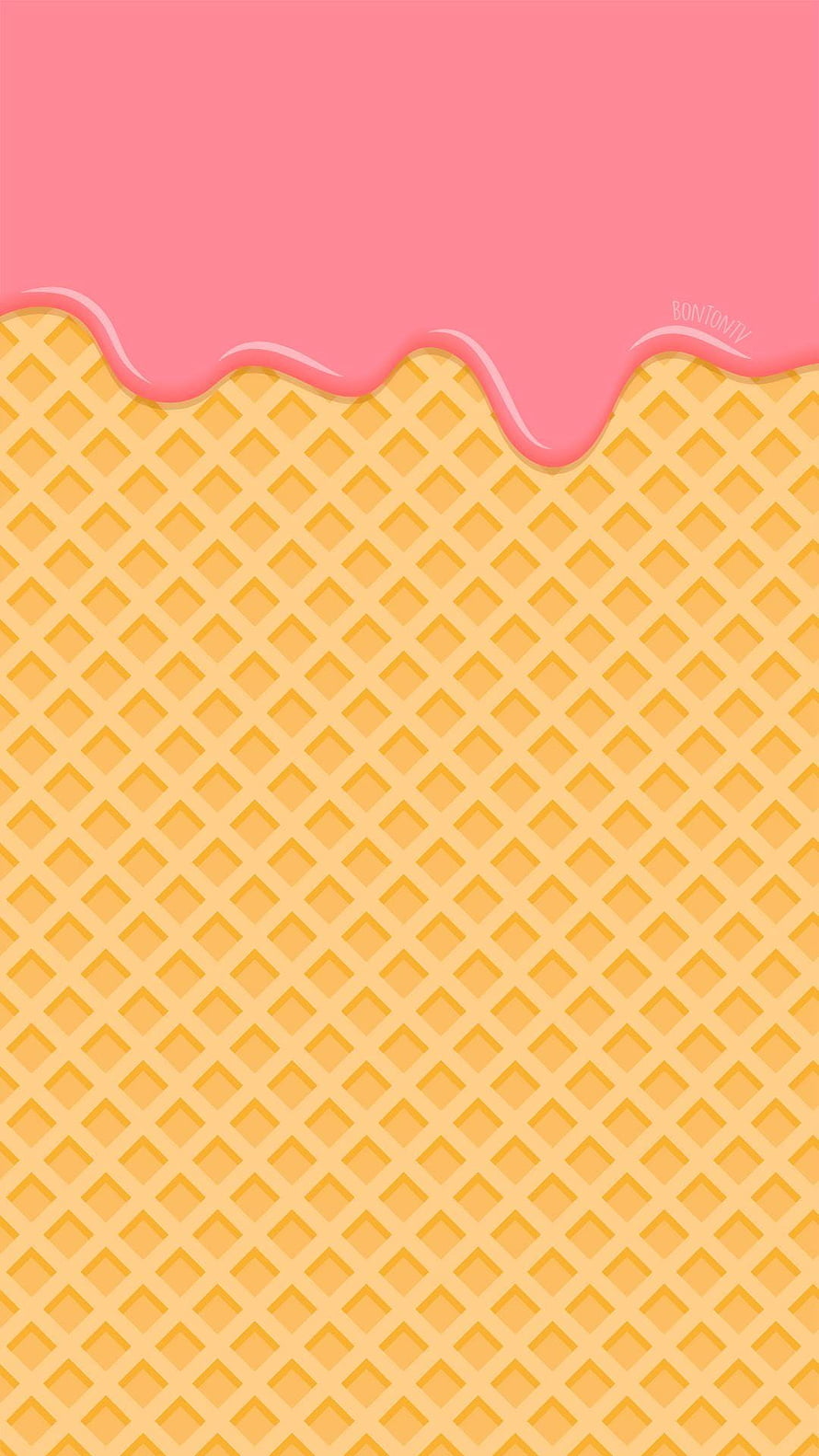 Pink Melted Ice Cream on Waffle Cone Pattern HD phone wallpaper