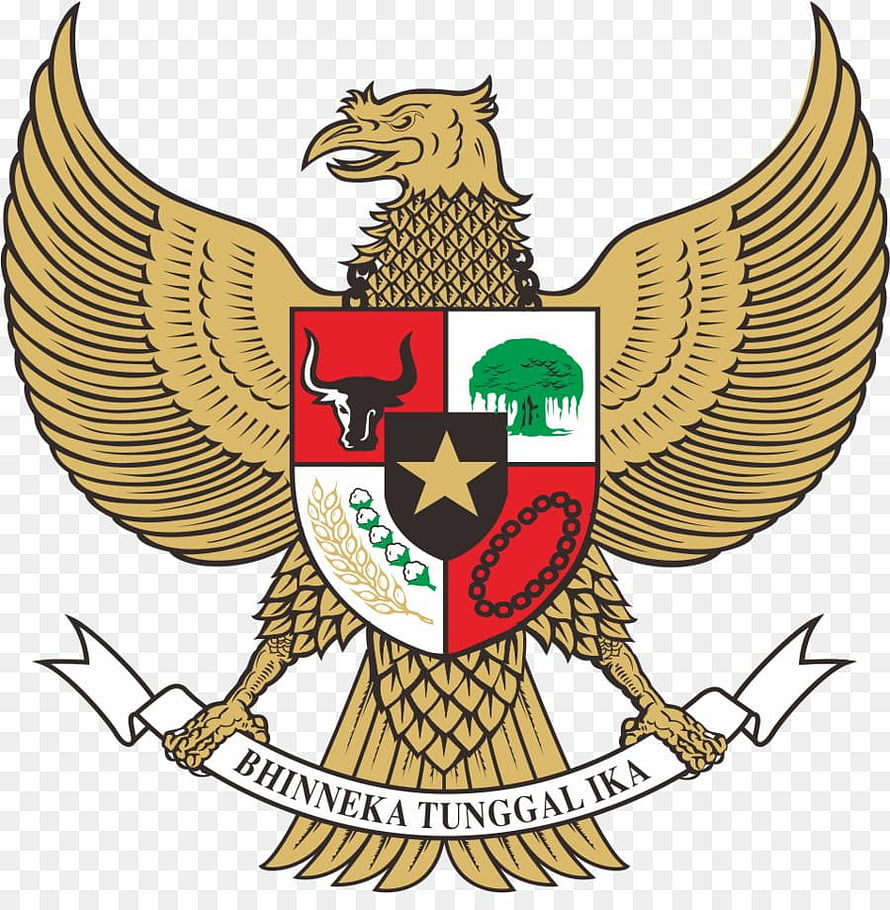 Golden Garuda Pancasila Emblem of Indonesia with Shield and Motto HD phone wallpaper