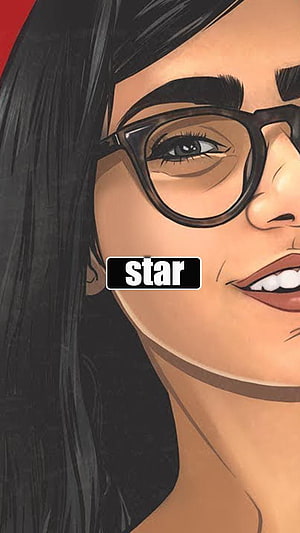 Mia Khalifa Stylized Digital Portrait with Round Glasses and Long Dark Hair HD phone wallpaper