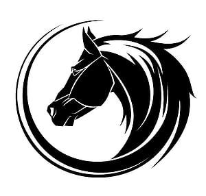 Black and White Tribal Horse Head Logo Design with Circular Frame HD wallpaper