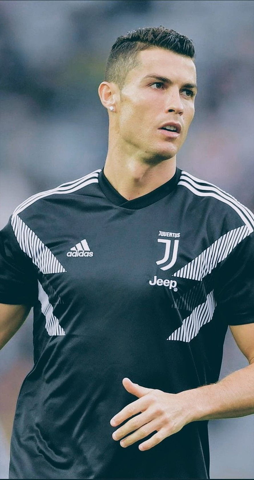 Cristiano Ronaldo in Juventus Black Away Kit with Adidas and Jeep Sponsor Logos HD phone wallpaper